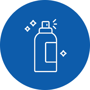 Spray bottle icon with sparkling effect.